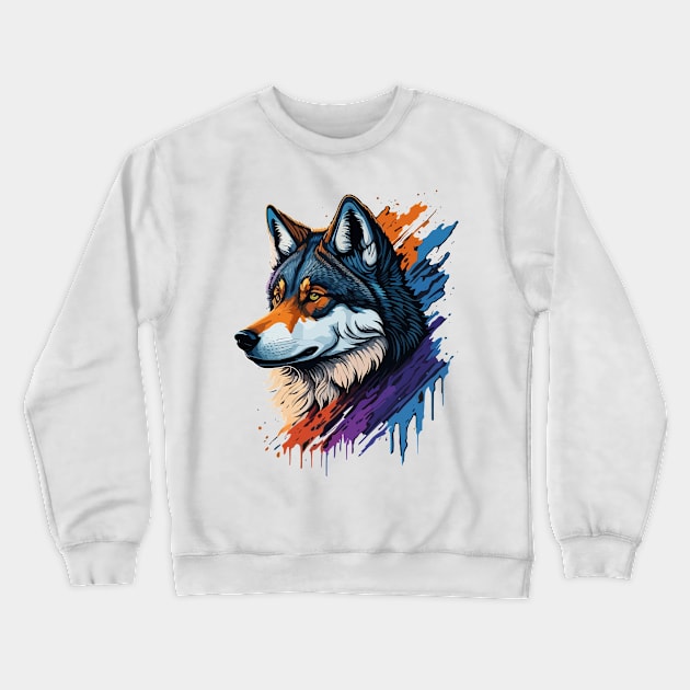 Wolf Portrait Crewneck Sweatshirt by SpriteGuy95